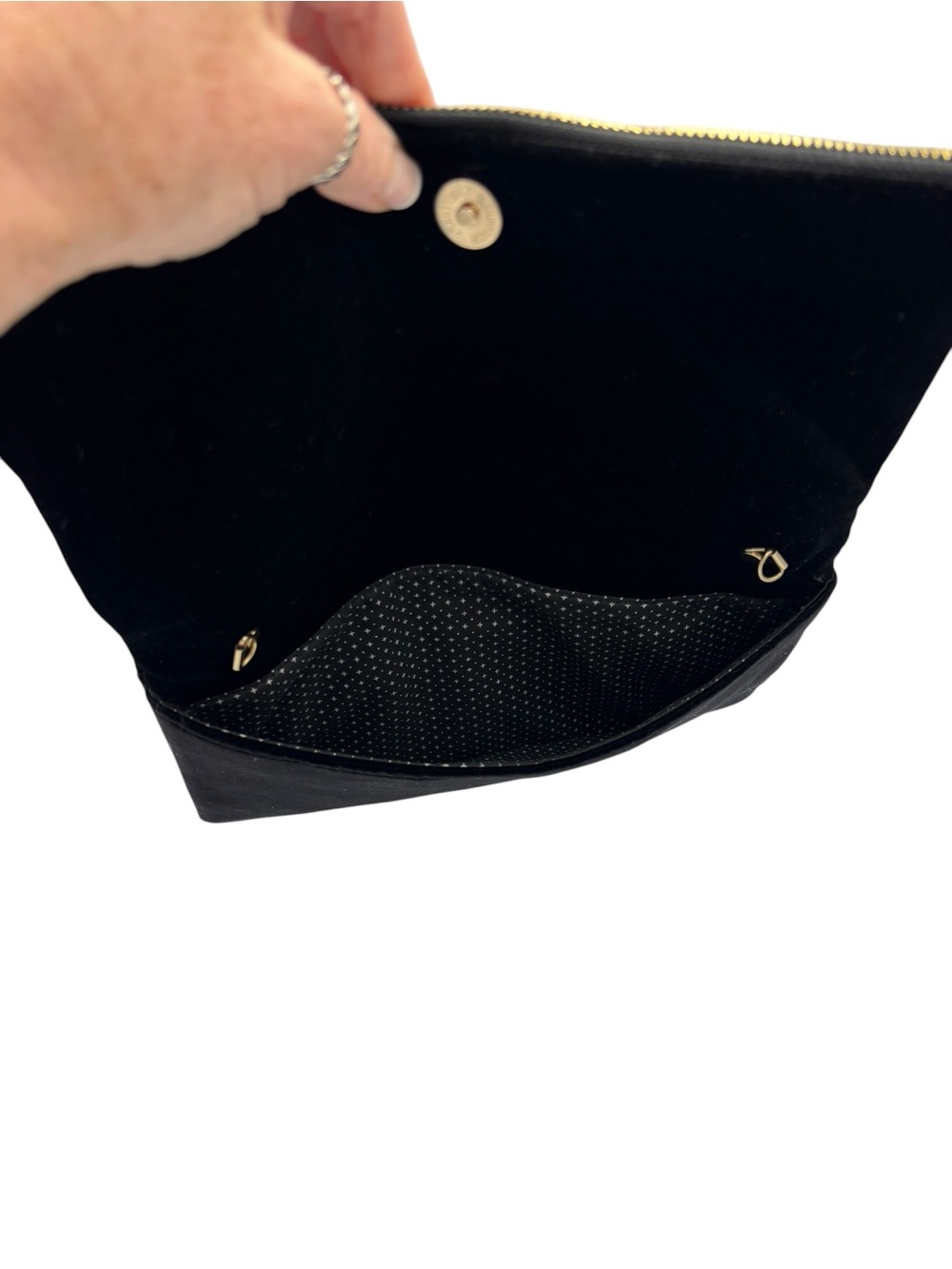 Urban Expressions Black Velvet Floral Embroidered Foldover Clutch Crossbo - Picture 5 of 8